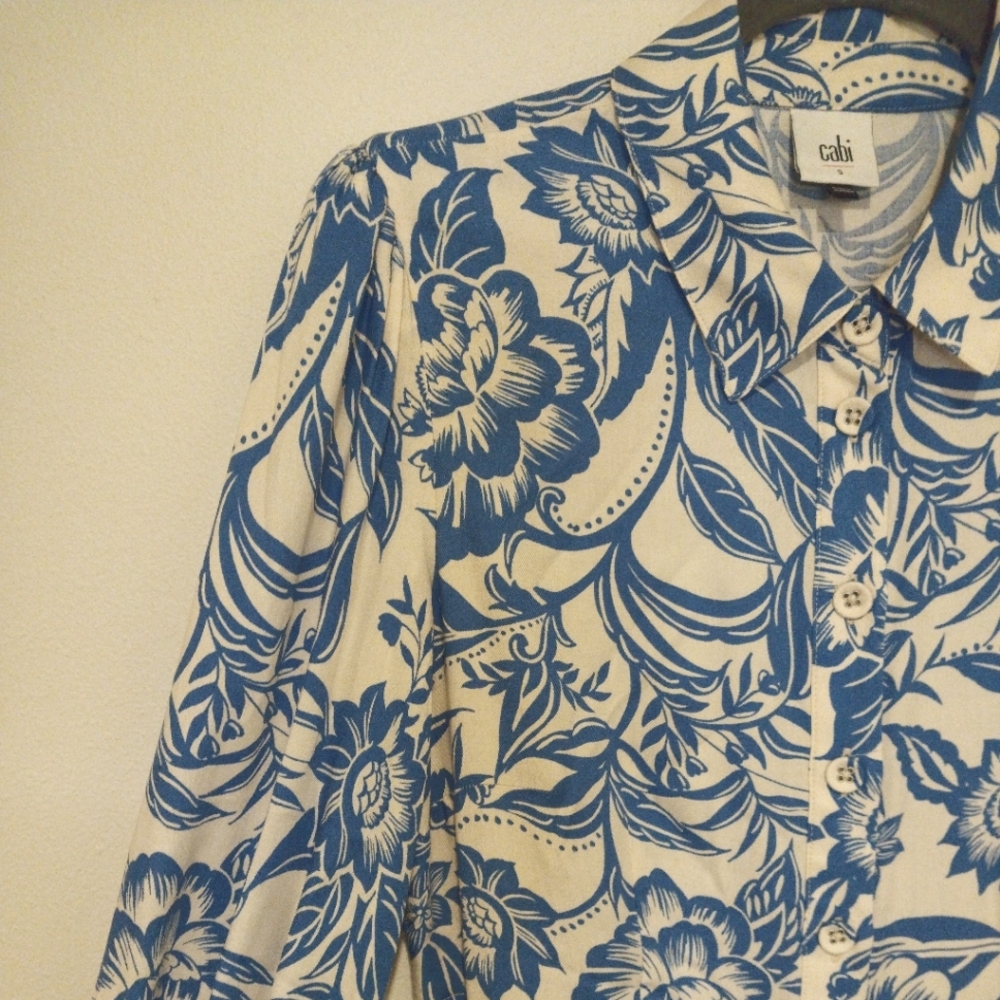 CAbi Blue and White Floral Mini Dress - Picture 5 of 7